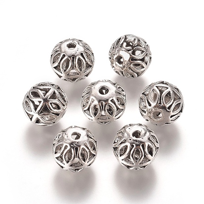 Hollow Tibetan Style Alloy Beads, Round
