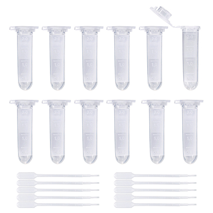 BENECREAT Disposable Plastic Transfer Pipettes and Transparent Disposable Plastic Centrifuge Tube, with Cap, Lab Supplies