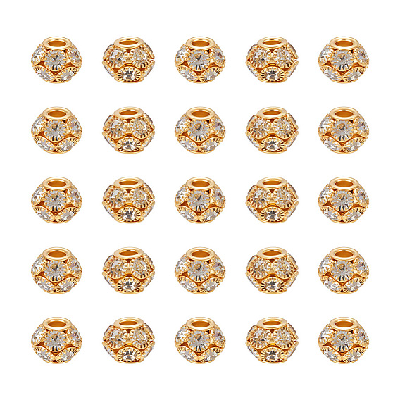 40 шт латунные бусины со стразами, рондель