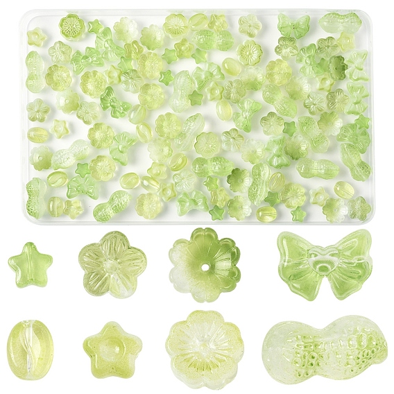 120Stk 8 Stile transparente Glasperlen, Backen Farbe, Mischformen