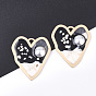 Epoxy Resin Pendants, with ABS Plastic Imitation Pearl and Shell, Alloy Findings and  Enamel, Heart