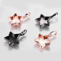 Brass Pendant Cabochon Settings, Plain Edge Bezel Cups, Long-Lasting Plated, Star