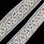 Polyester Lace Trims, with ABS Imitation Pearl Beads and Glass