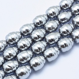 Electroplate Shell Pearl Beads Strands, Oval