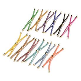 14 piezas 14 colores cordón de algodón trenzado deslizador fabricación de pulseras, con fornituras de latón chapado en cremallera, real 18 k chapado en oro