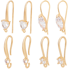 16шт 4 стиль латунные крючки для сережек, швенза с фианитами и горизонтальными петлями