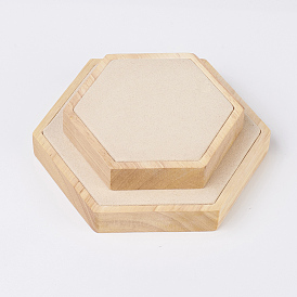 Вуд ювелирные изделия дисплеев, с искусственной замши, шестиугольник