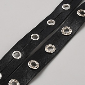 Отделка из черной искусственной кожи в стиле панк со стразами