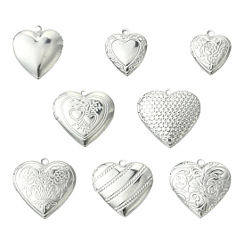 8 шт. 8 стили 304 подвески-медальоны из нержавеющей стали, сердце