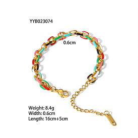6мм 304 Браслеты-цепочки из нержавеющей стали с цветной эмалью для женщин