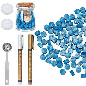 CRASPIR Sealing Wax Particles, with Metallic Markers Paints Pens, Stainless Steel Spoon, Candle, for Retro Seal Stamp