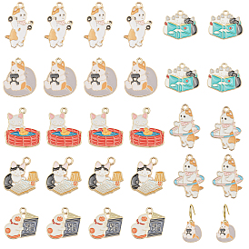 28 шт 7 стиль подвески из сплава эмали, золотые, кошачье очарование