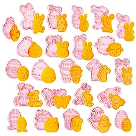 Plastic Cookie Cutters, Cookies Moulds, DIY Biscuit Baking Tool, Easter Theme, Rabbit & Chick & Sheep & Flower & Eggs