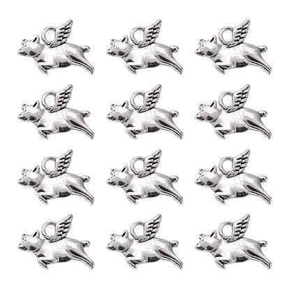 Metal Alloy Pendants, Cadmium Free & Lead Free, Flying Pig, 15x10x3mm, Hole: 2mm