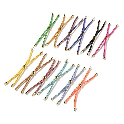 14 piezas 14 colores cordón de algodón trenzado deslizador fabricación de pulseras, con fornituras de latón chapado en cremallera, real 18 k chapado en oro