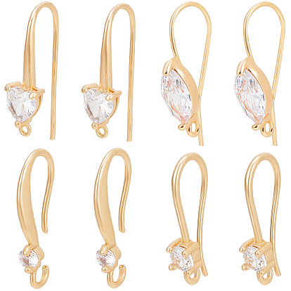 16шт 4 стиль латунные крючки для сережек, швенза с фианитами и горизонтальными петлями