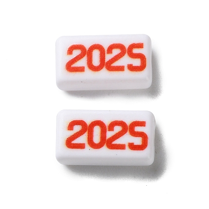 Непрозрачные акриловые бусины, прямоугольник с номером 2025