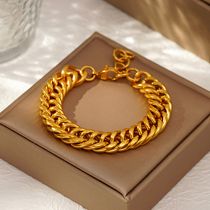 Стильный ретро браслет из нержавеющей стали с широкими цепями-змейками для повседневного использования унисекс-пар