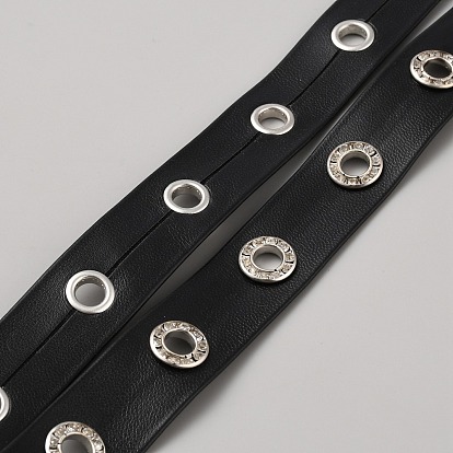 Отделка из черной искусственной кожи в стиле панк со стразами