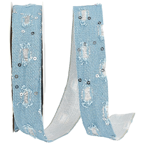 Ruban en tissu denim, avec des paillettes, pour les accessoires vestimentaires