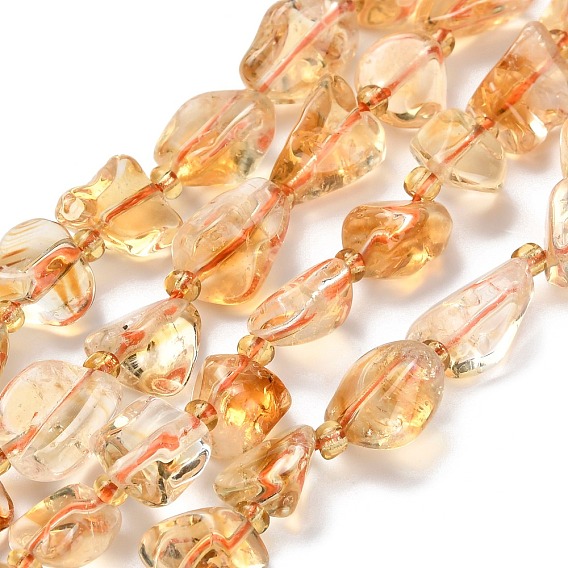 Нагретые нити из натуральных цитриновых бусин, грубый, самородки