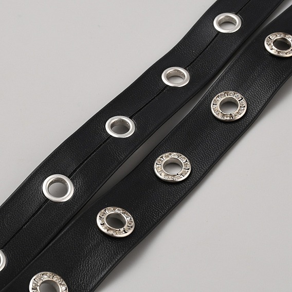 Отделка из черной искусственной кожи в стиле панк со стразами