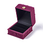 Rose Flower Pattern Velvet Ring Jewelry Boxes, with Cloth and Plastic, Rectangle
