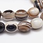 Natural Dyed  Stripe Agate Oval Bead Strands, 12x10mm, Hole: 1.5mm, about 34pcs/strand, 15.74 inch