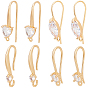 16шт 4 стиль латунные крючки для сережек, швенза с фианитами и горизонтальными петлями