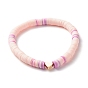 Synthetic Hematite & Polymer Clay Heishi Beads Stretch Bracelets Set, Yoga Bracelet, Heart & Star Brass Beads Bracelets for Men Women, Golden