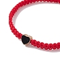 Nylon Thread Braided Bead Adjustable Bracelets, with Alloy Enamel Heart, for Women