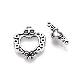 Jewelry Clasps, 925 Sterling Silver Ring Toggle Clasps, with S925 Stamp, Heart