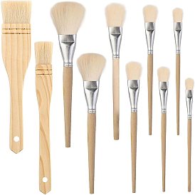 Paint Wood Brushes, Wool Hair Brushes with Wooden Handle, for Painting the Walls, Cleaning Pottery Dust