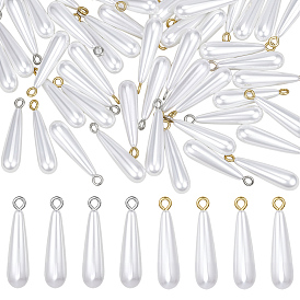 60шт 2 цвета АБС пластик имитация жемчуга подвески, очарование слезы, с железной петлей