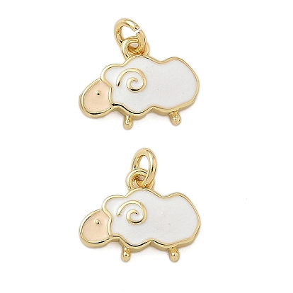 Латунь эмаль прелести, очарование овцы, с целью перехода в кольце, стойки покрытие, долговечный, без кадмия и без свинца, реальный 18 k позолоченный