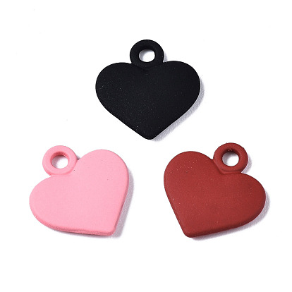 Spray Painted Alloy Charms, Cadmium Free & Lead Free, Heart