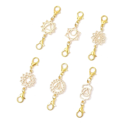6шт 6 стили чакра сплав соединительные подвески, с двойными застежками-карабинами