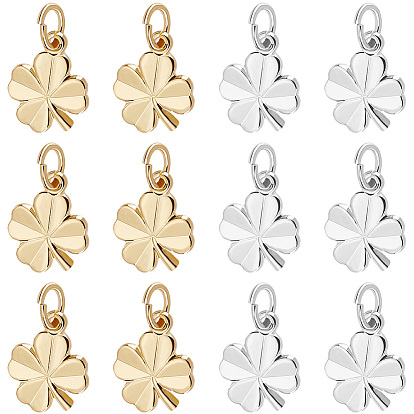 40 шт 2 цвета латунные подвески, клевер, без кадмия, без никеля и без свинца, с целью перехода в кольце