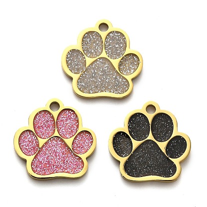 304 подвески из нержавеющей стали, с блестящей эмалью, очарование отпечатка лапы, золотые