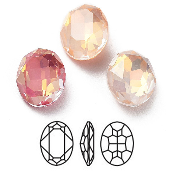 Гальваническое покрытие k 9 стекло горный хрусталь, точка назад и задняя пластина, граненые, овальные