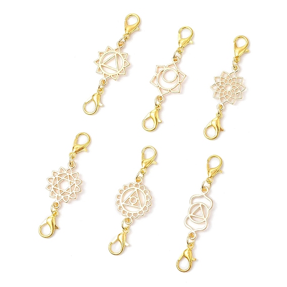 6шт 6 стили чакра сплав соединительные подвески, с двойными застежками-карабинами