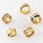 304 Stainless Steel Rhinestone Wide Band Finger Rings
