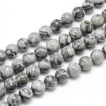Natural Map Stone/Picasso Stone/Picasso Jasper Beads Strands, Round