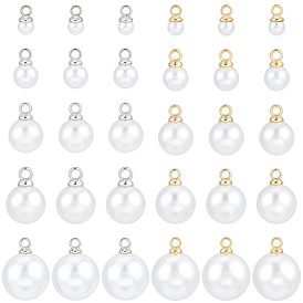 100 шт. 10 стили подвески из АБС-пластика с жемчугом, круглые, с петлей из сплава