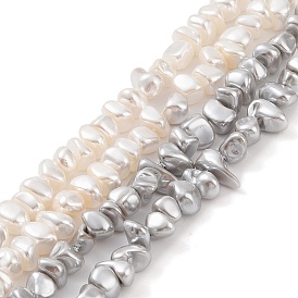 Electroplated Shell Pearl Beads Strands, Nuggets