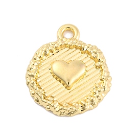 Alloy Pendants, Round with Heart, Golden