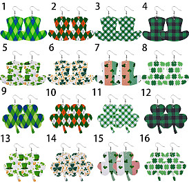 Серьги-подвески из искусственной кожи ко Дню Святого Патрика, платина