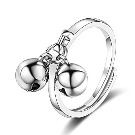 Double bell open ring female design sense ring niche cold wind adjustable tail ring ring
