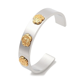 Flower 304 Stainless Steel Cuff Bangles for Women