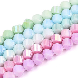 Антикоррозийные гальванические стеклянные бусины, имитация драгоценных камней, твист, с покрытием AB цвета, граненые, два тона